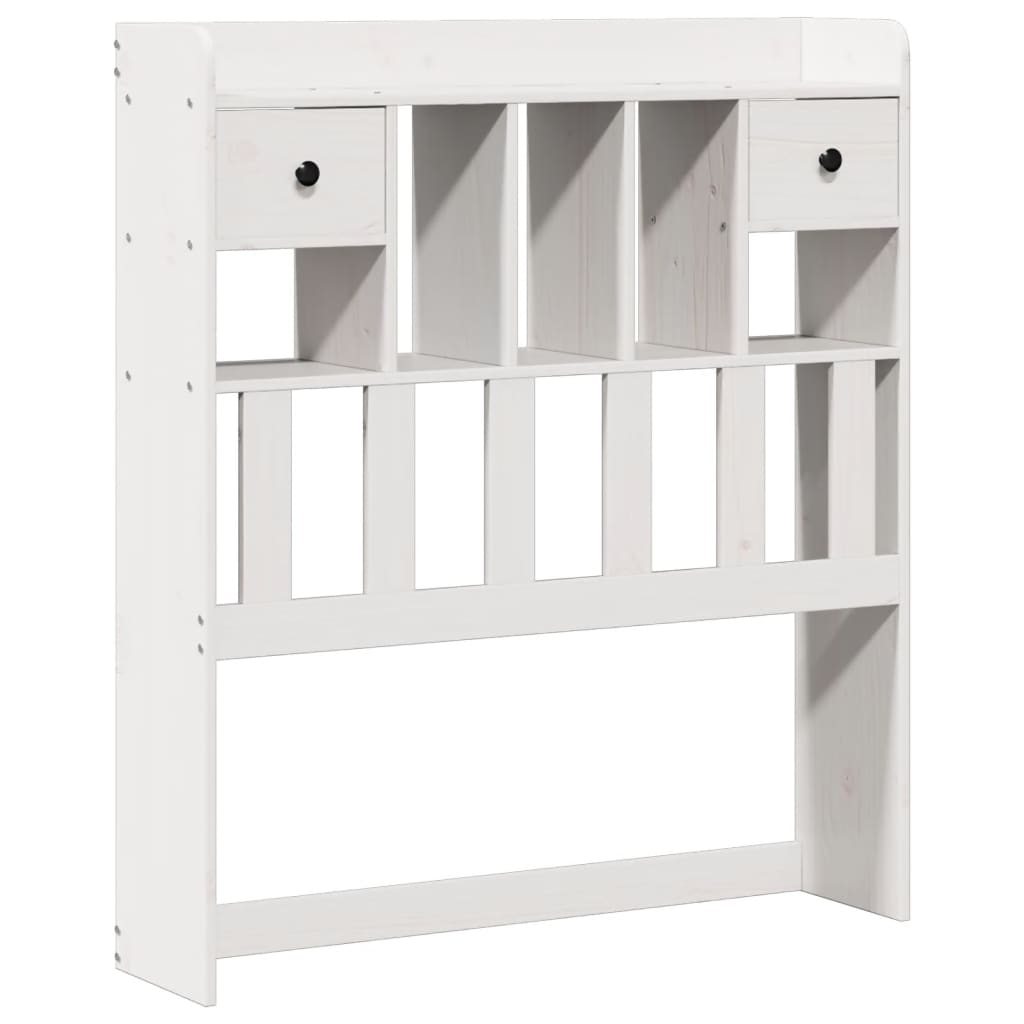 Seng med bokhylle uten madrass hvit 90x190 cm heltre furu