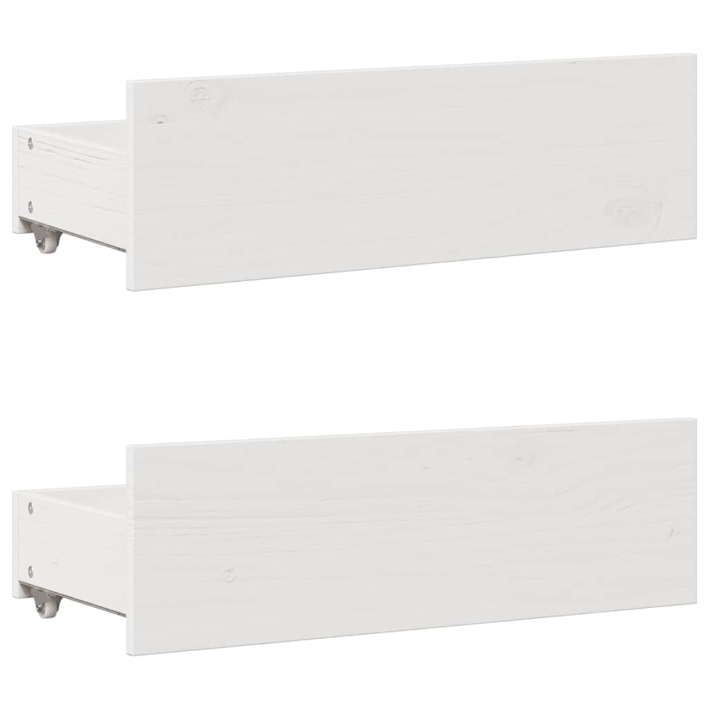 Seng med bokhylle uten madrass hvit 90x190 cm heltre furu
