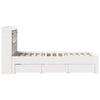 Seng med bokhylle uten madrass hvit 90x190 cm heltre furu
