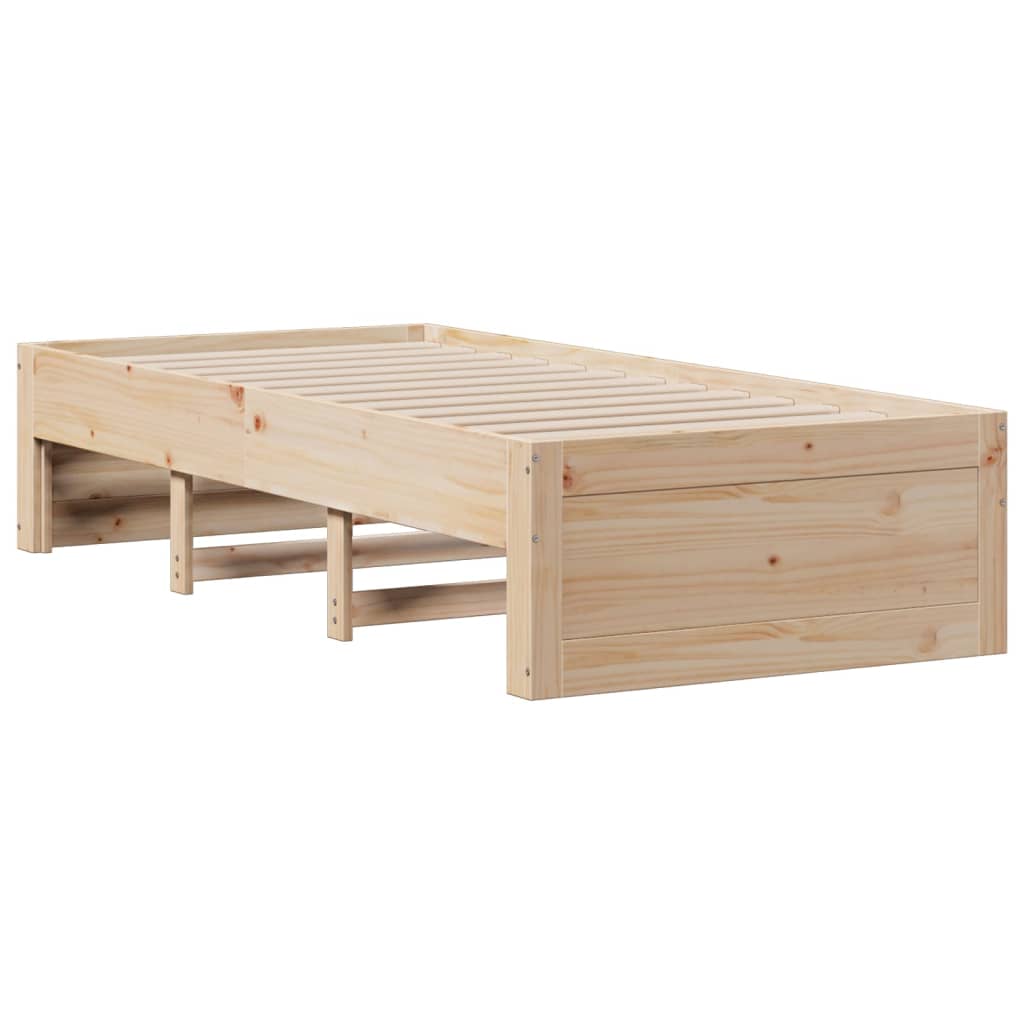 Seng med bokhylle uten madrass 75x190 cm heltre furu