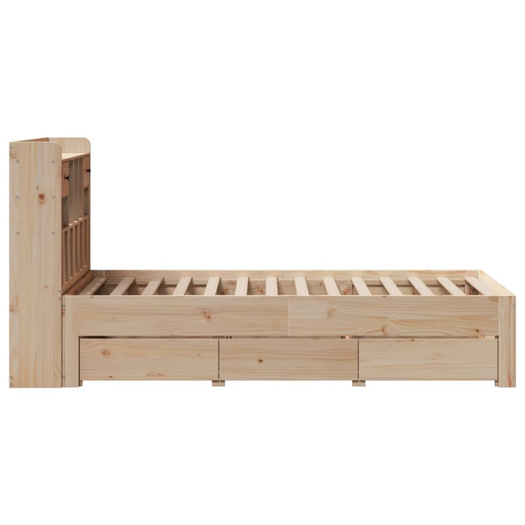 Seng med bokhylle uten madrass 75x190 cm heltre furu