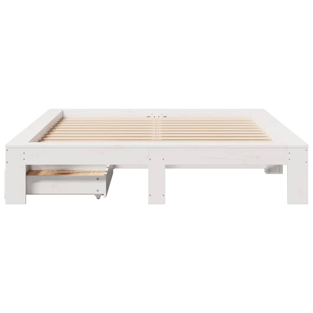 Sengeramme uten madrass hvit 150x200 cm heltre furu