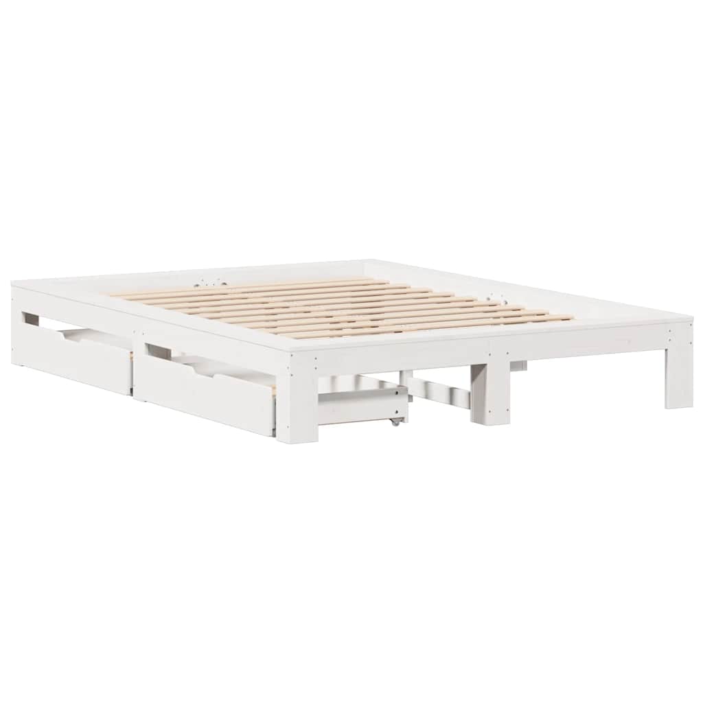 Sengeramme uten madrass hvit 140x190 cm heltre furu