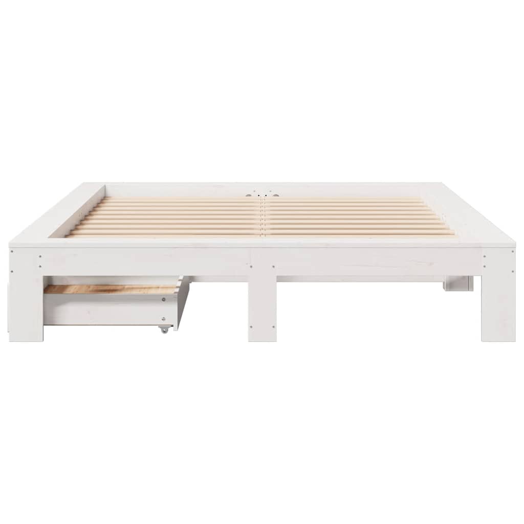 Sengeramme uten madrass hvit 140x190 cm heltre furu