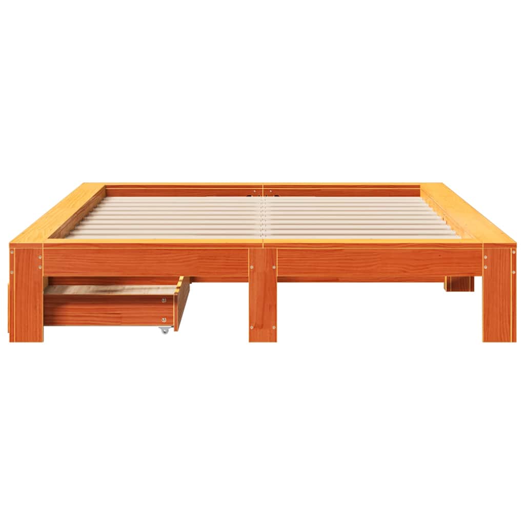 Sengeramme uten madrass voksbrun 140x190 cm heltre furu