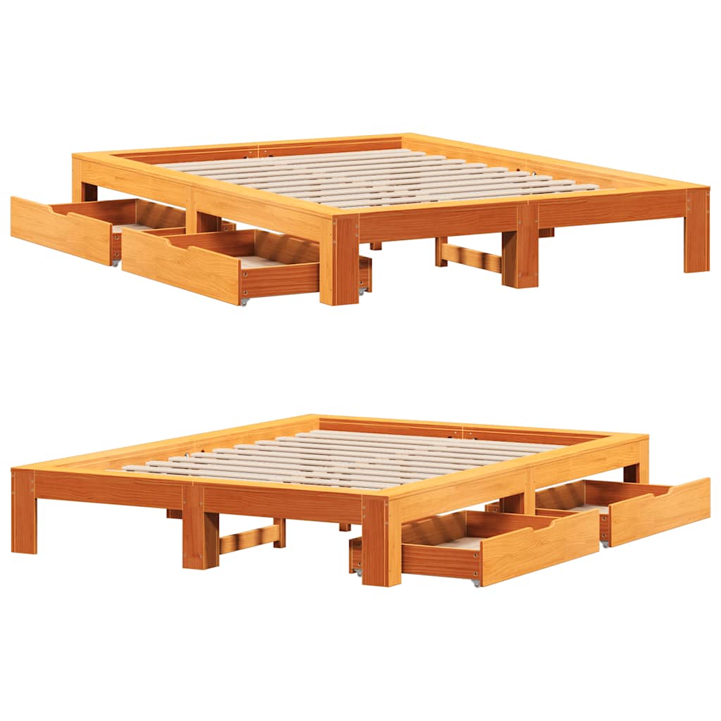 Sengeramme uten madrass voksbrun 140x190 cm heltre furu
