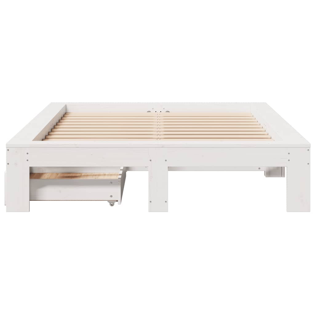 Sengeramme uten madrass hvit 135x190 cm heltre furu