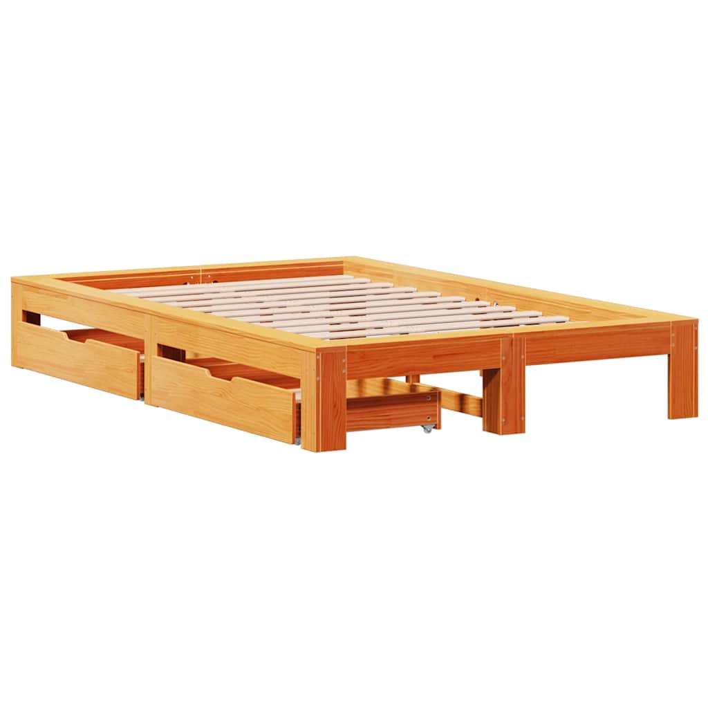 Sengeramme uten madrass brun 135x190 cm heltre furu