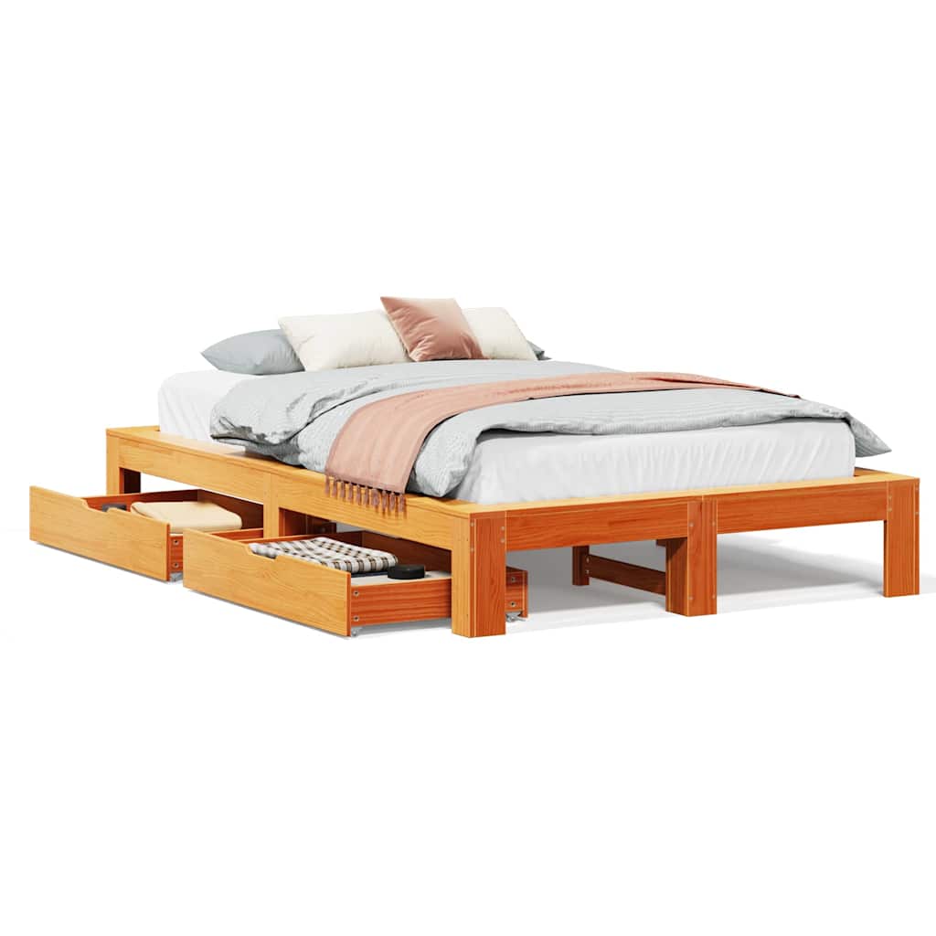 Sengeramme uten madrass voksbrun 120x190 cm heltre furu