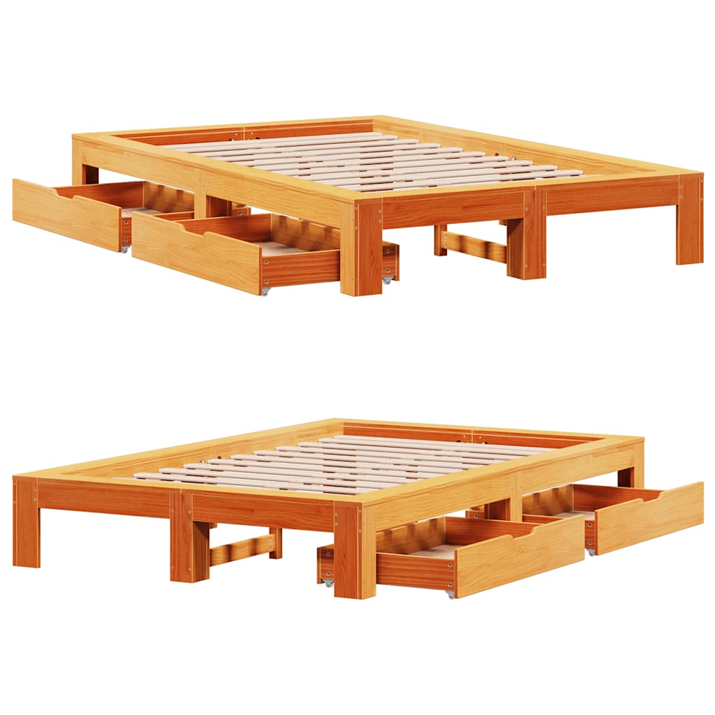 Sengeramme uten madrass voksbrun 120x190 cm heltre furu