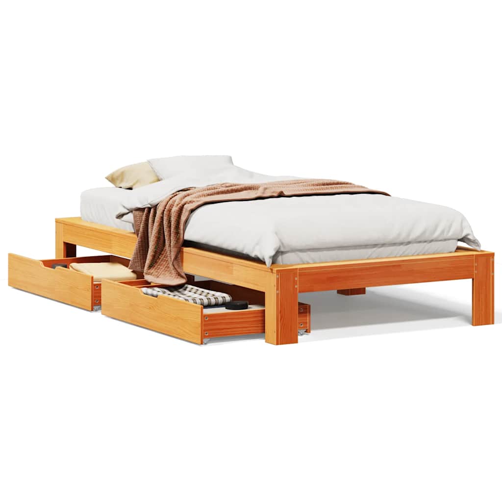 Sengeramme uten madrass voksbrun 90x190 cm heltre furu