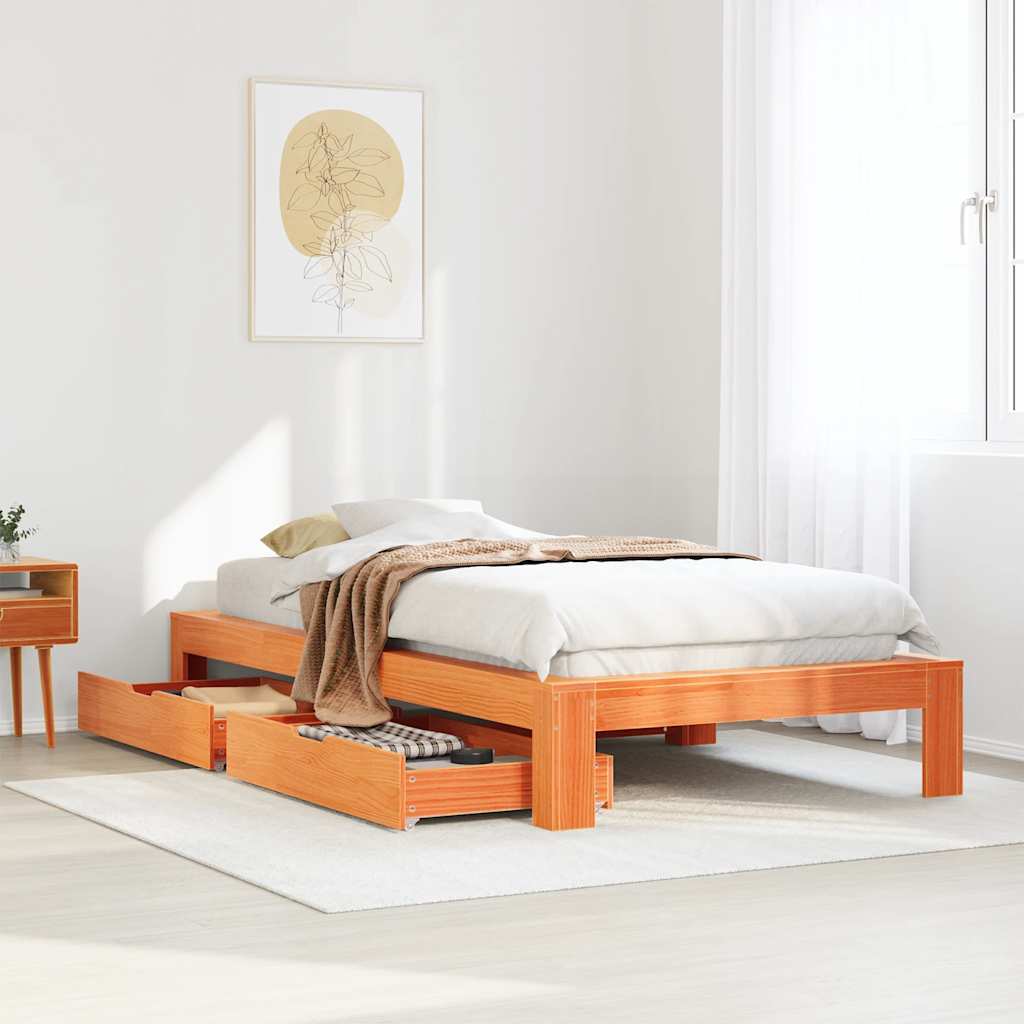Sengeramme uten madrass voksbrun 90x190 cm heltre furu
