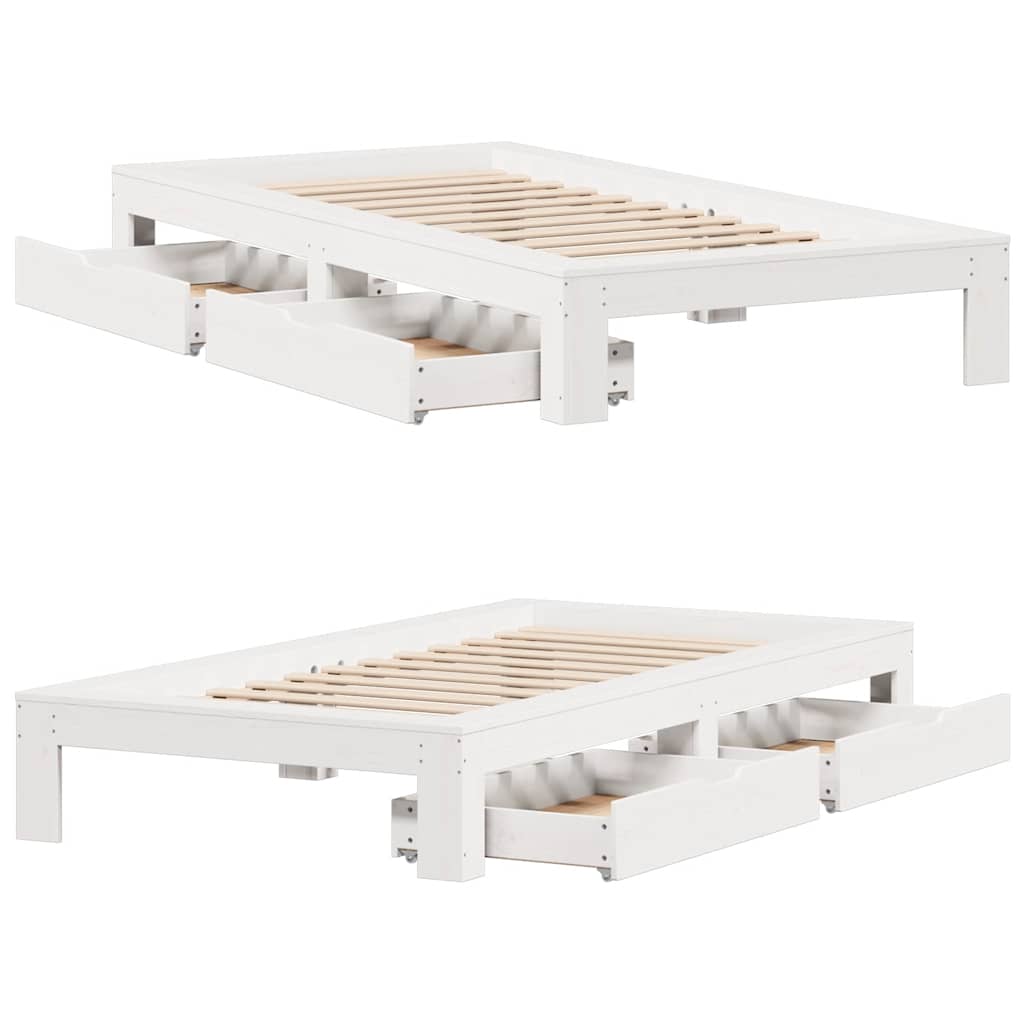 Sengeramme uten madrass hvit 75x190 cm heltre furu