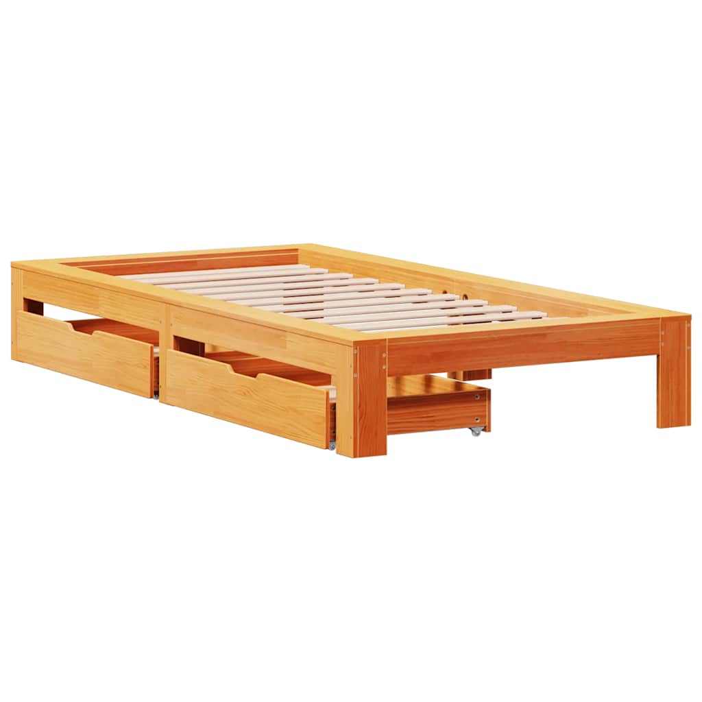 Sengeramme uten madrass voksbrun 75x190 cm heltre furu