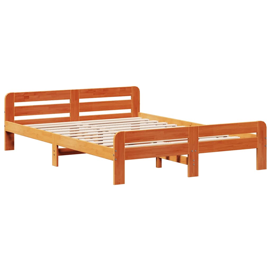 Sengeramme uten madrass voksbrun 160x200 cm heltre furu