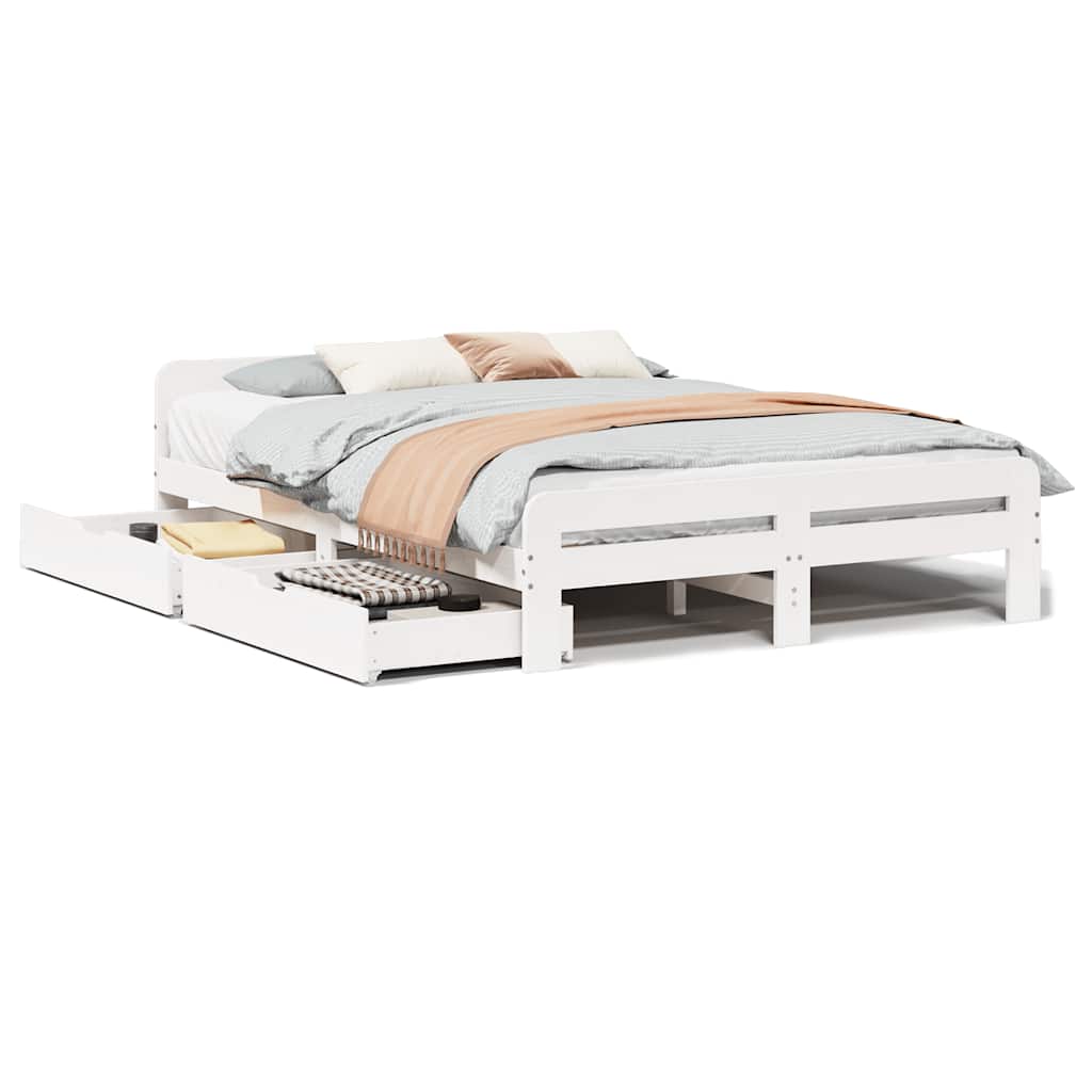 Sengeramme uten madrass hvit 150x200 cm heltre furu