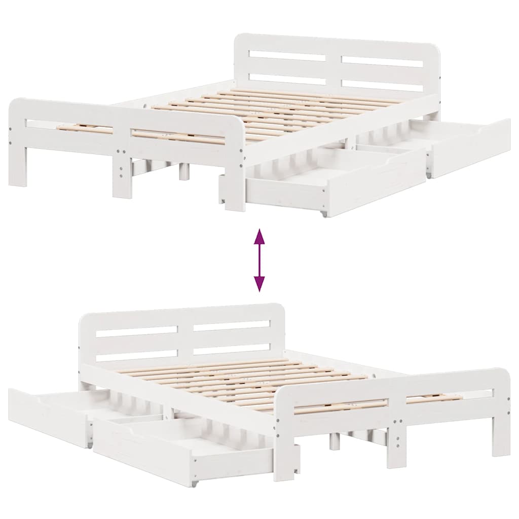 Sengeramme uten madrass hvit 135x190 cm heltre furu