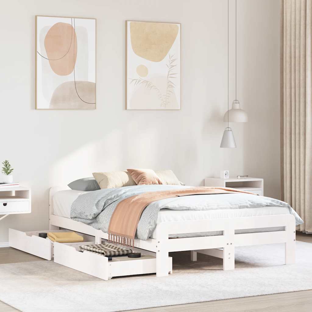 Sengeramme uten madrass hvit 120x190 cm heltre furu