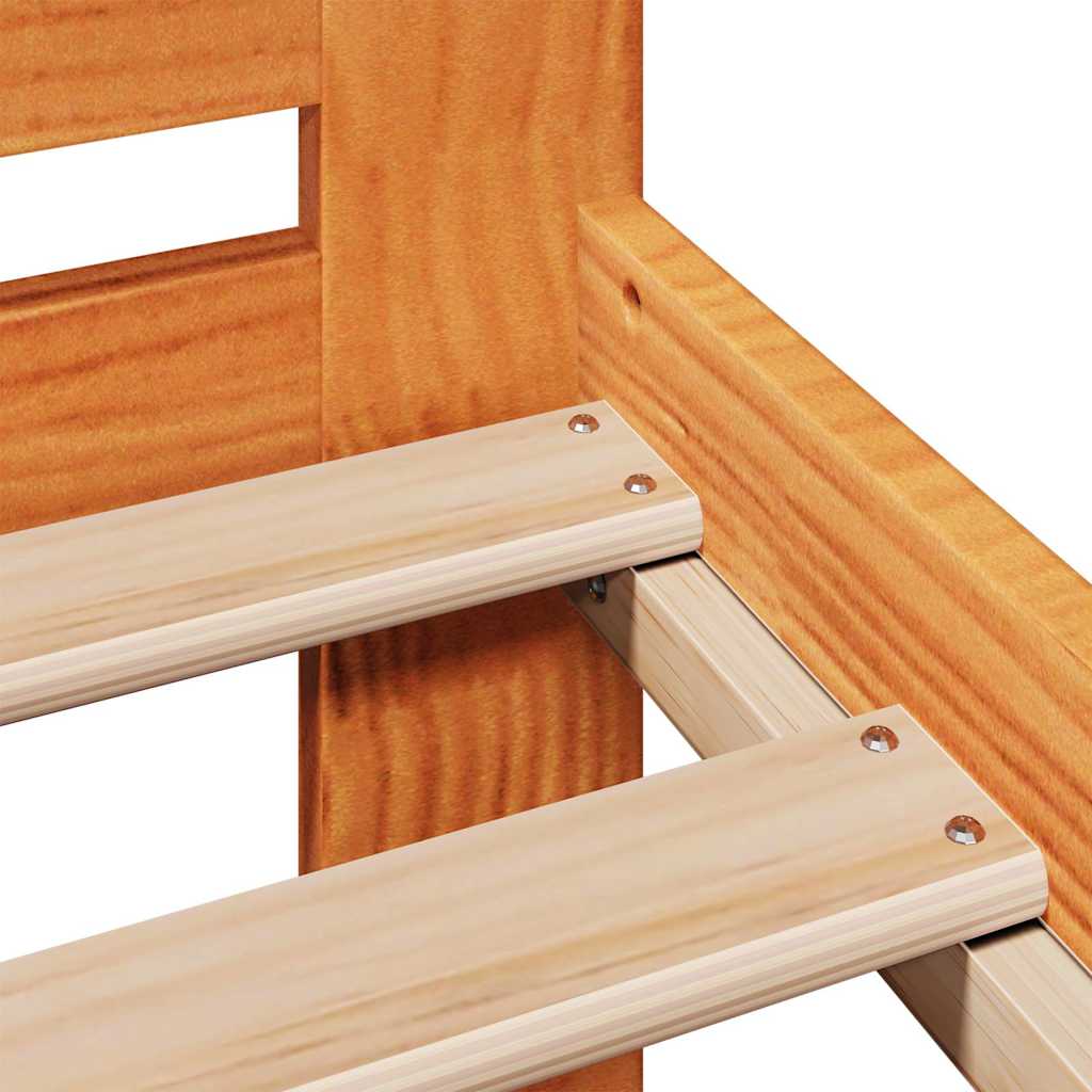 Sengeramme uten madrass voksbrun 75x190 cm heltre furu