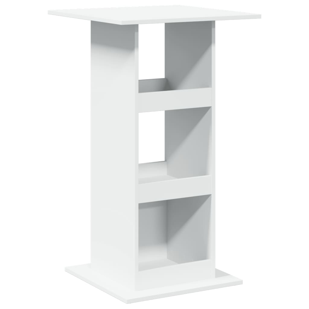 Barbord med oppbevaringsstativ hvit 60x60x102 cm konstruert tre