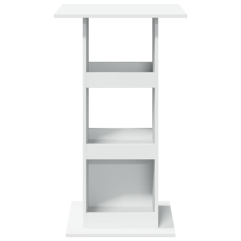 Barbord med oppbevaringsstativ hvit 60x60x102 cm konstruert tre