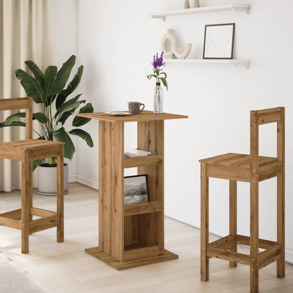 Barbord med oppbevaring artisan eik 60x60x102 cm konstruert tre