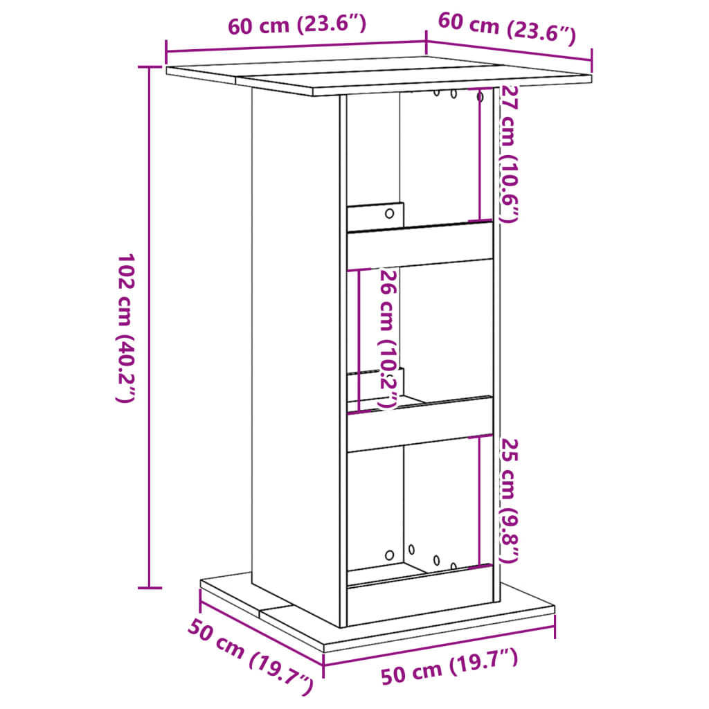Barbord med oppbevaring artisan eik 60x60x102 cm konstruert tre
