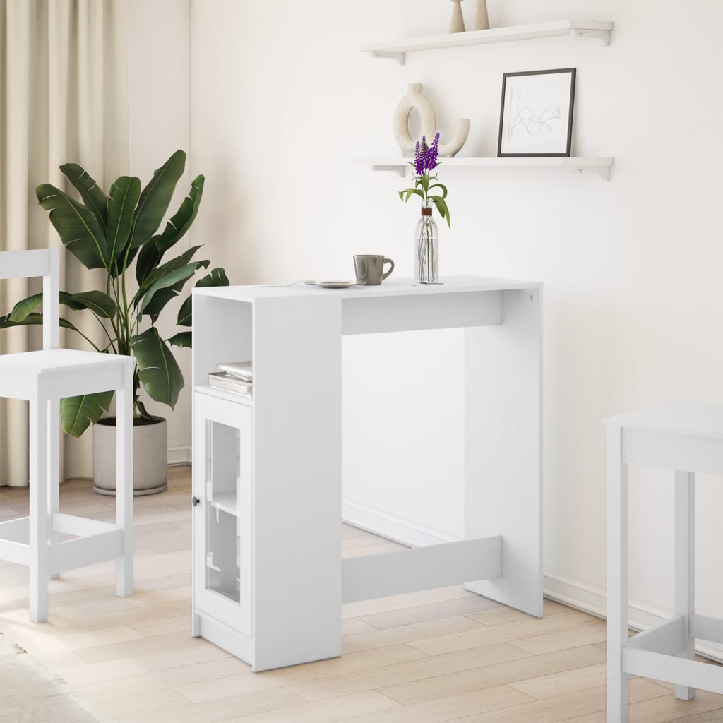 Barbord med stativer hvit 101x40x103,5 cm konstruert tre
