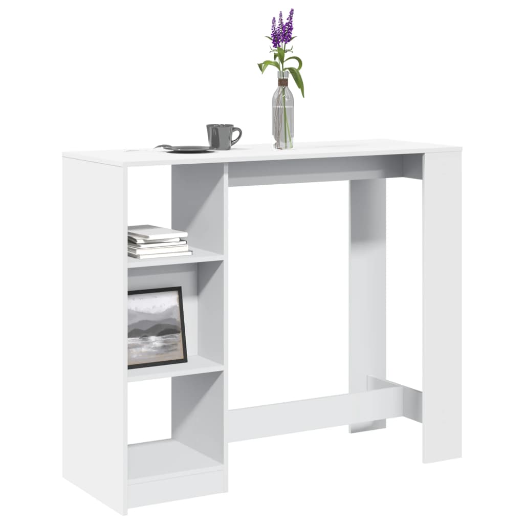 Barbord med hylle hvit 124x46x103,5 cm sponplate