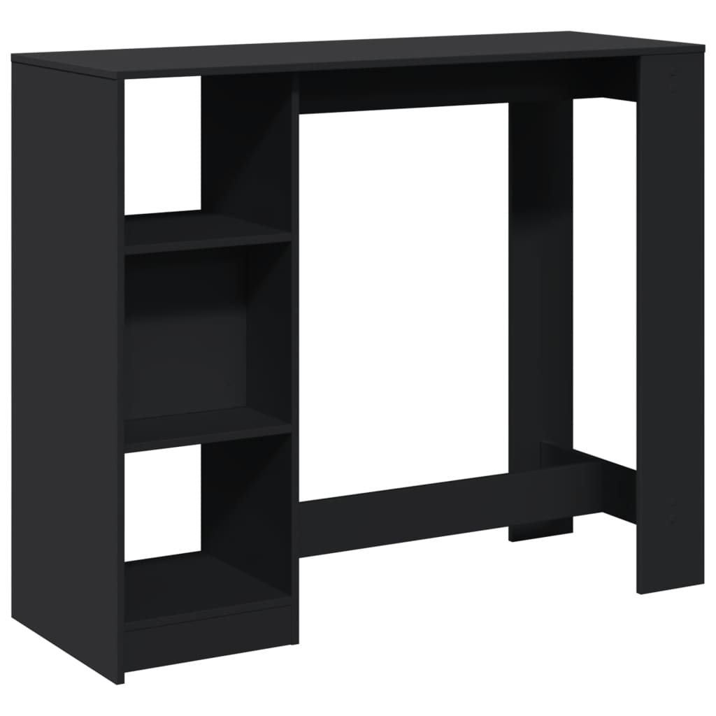 Barbord med hylle svart 124x46x103,5 cm konstruert tre