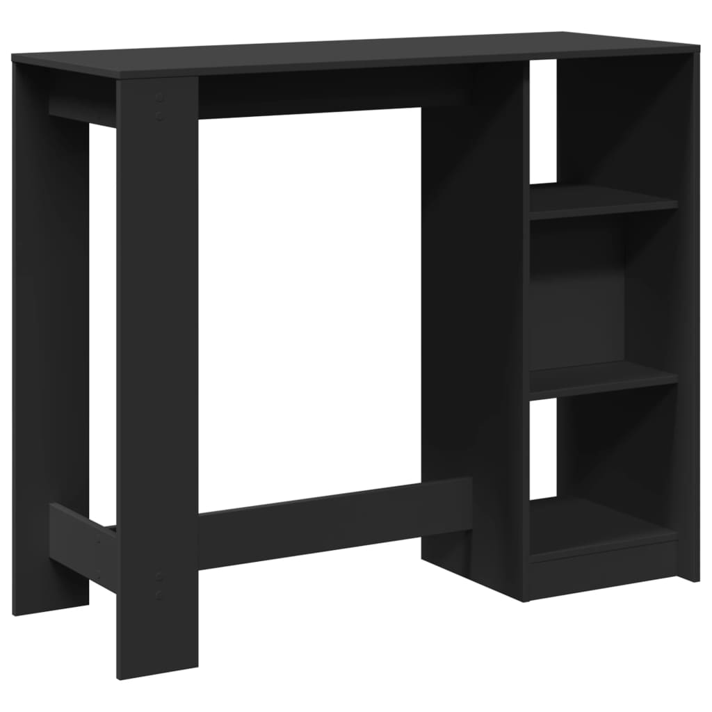 Barbord med hylle svart 124x46x103,5 cm konstruert tre