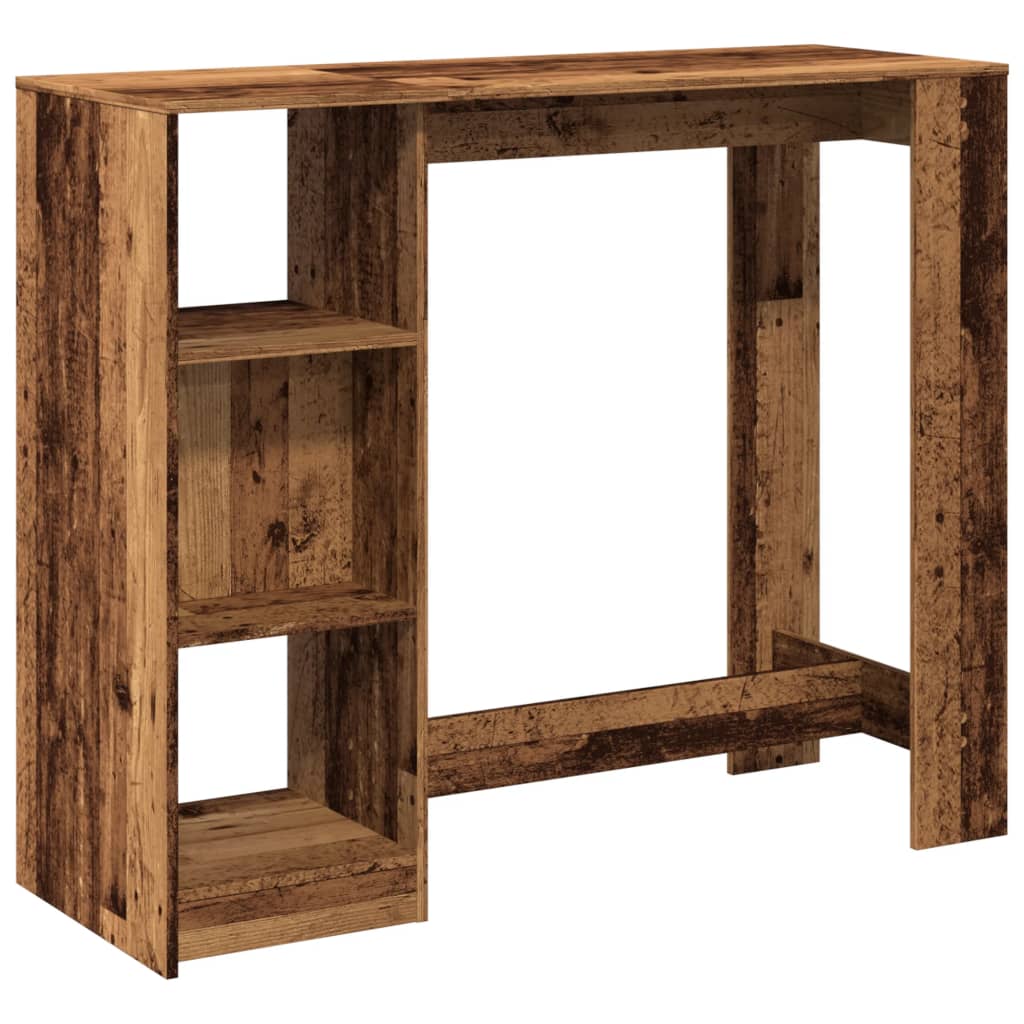 Barbord med hylle gammelt tre 124x46x103,5 cm konstruert tre