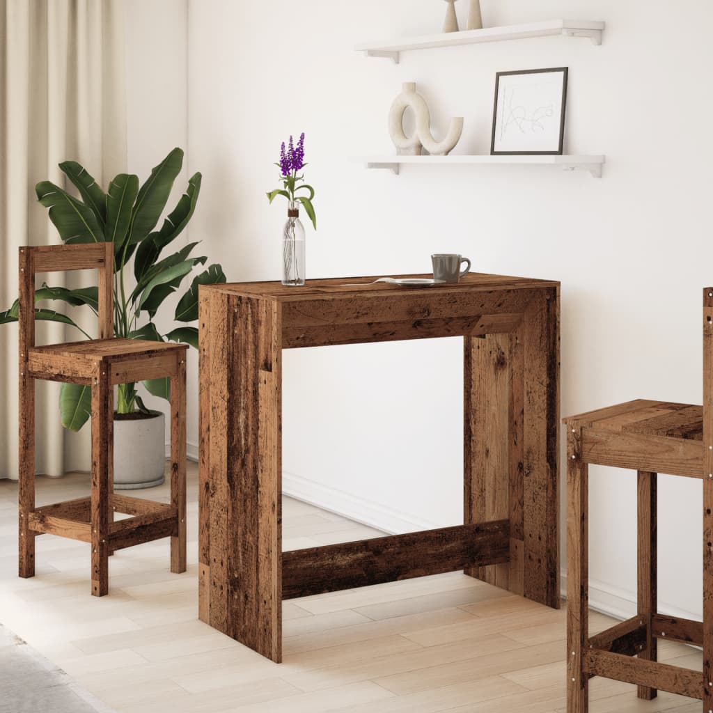 Barbord gammelt tre 102x50x103,5 cm konstruert tre