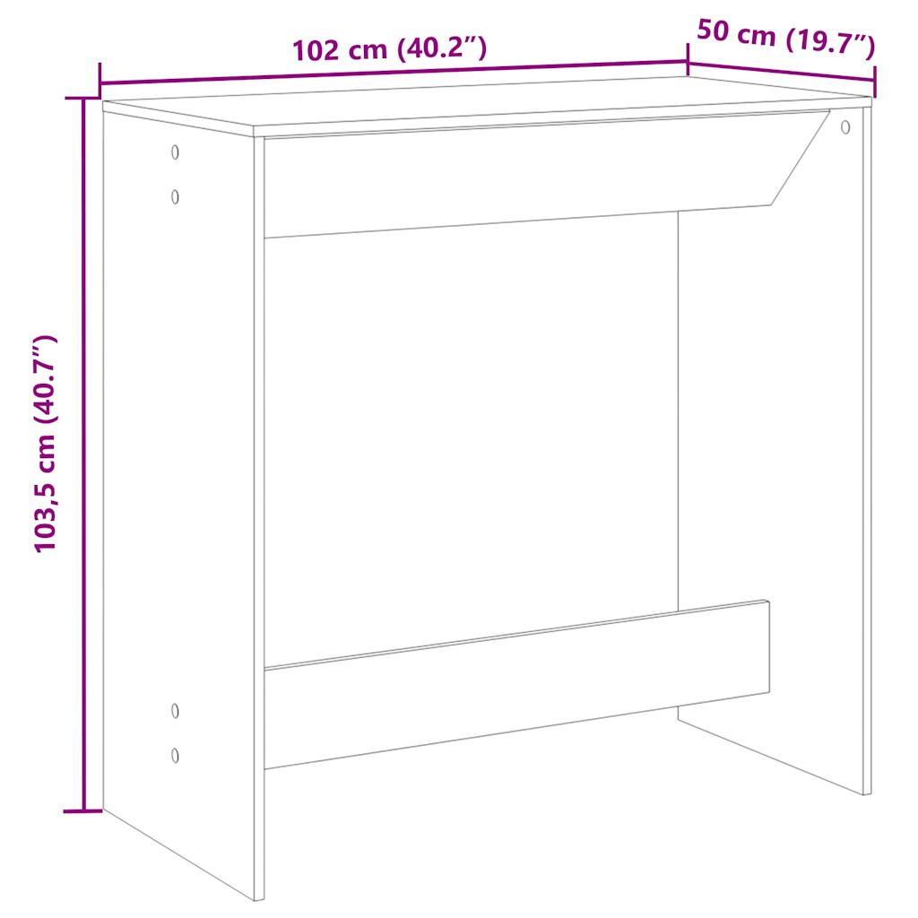 Barbord gammelt tre 102x50x103,5 cm konstruert tre