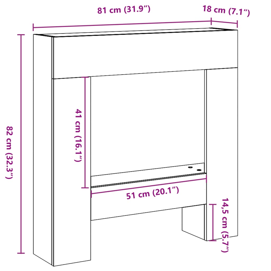 Peisramme gammelt tre 81x18x82 cm konstruert tre