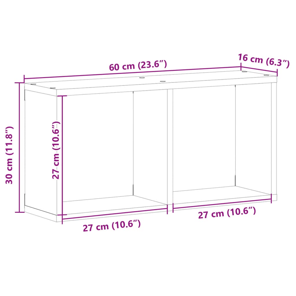 Veggskap 60x16x30 cm hvit konstruert tre