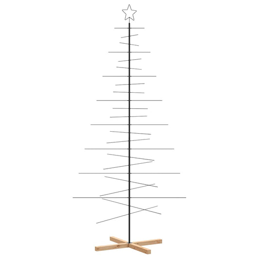 Juletre til dekorasjon med trebunn metall svart 210 cm