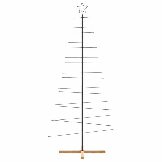 Juletre til dekorasjon med trebunn metall svart 210 cm