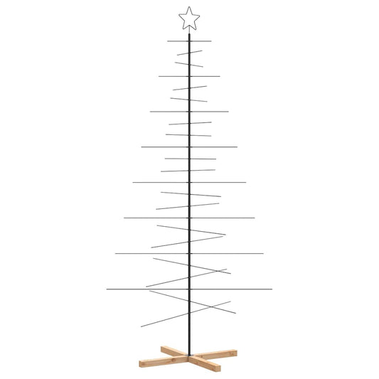 Juletre til dekorasjon med trebunn metall svart 210 cm