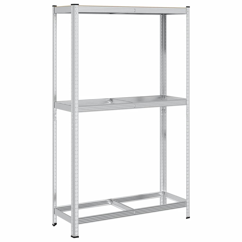 Dekkhylle 2 lag sølv 110x40x180 cm stål og konstruert tre