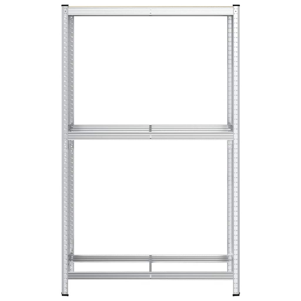 Dekkhylle 2 lag sølv 110x40x180 cm stål og konstruert tre
