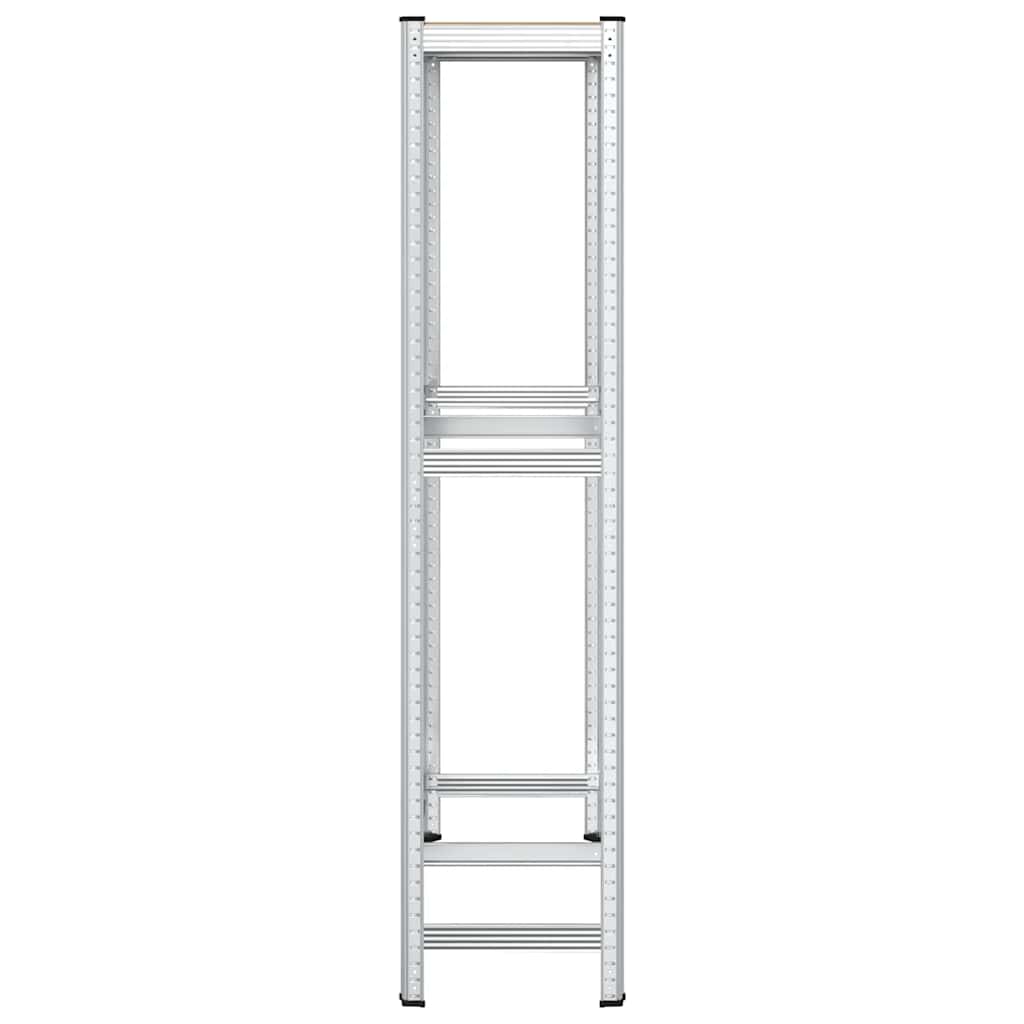 Dekkhylle 2 lag sølv 110x40x180 cm stål og konstruert tre
