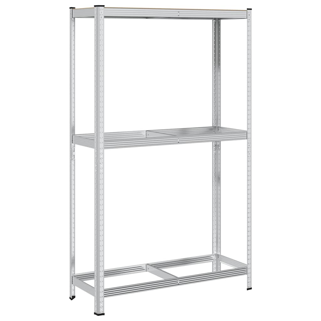 Dekkhylle 2 lag sølv 110x40x180 cm stål og konstruert tre