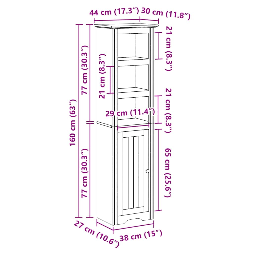 Baderomsskap BODO hvit 44x30x160 cm