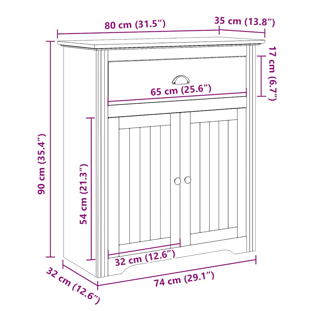 Gangskap BODO hvit 80x35x90 cm