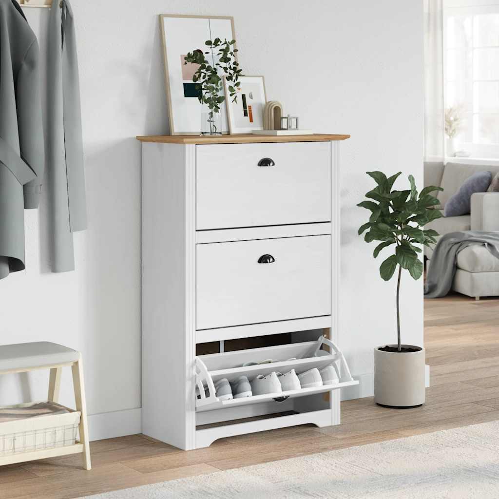 Skostativ BODO hvit og brun 80x35x118 cm