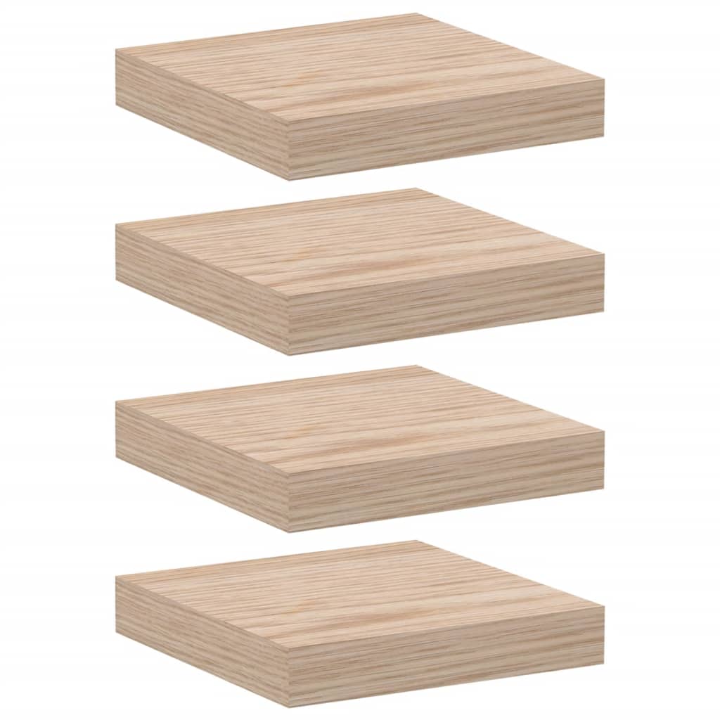 Flytende hyller 4 stk 23x23,5x4 cm konstruert tre