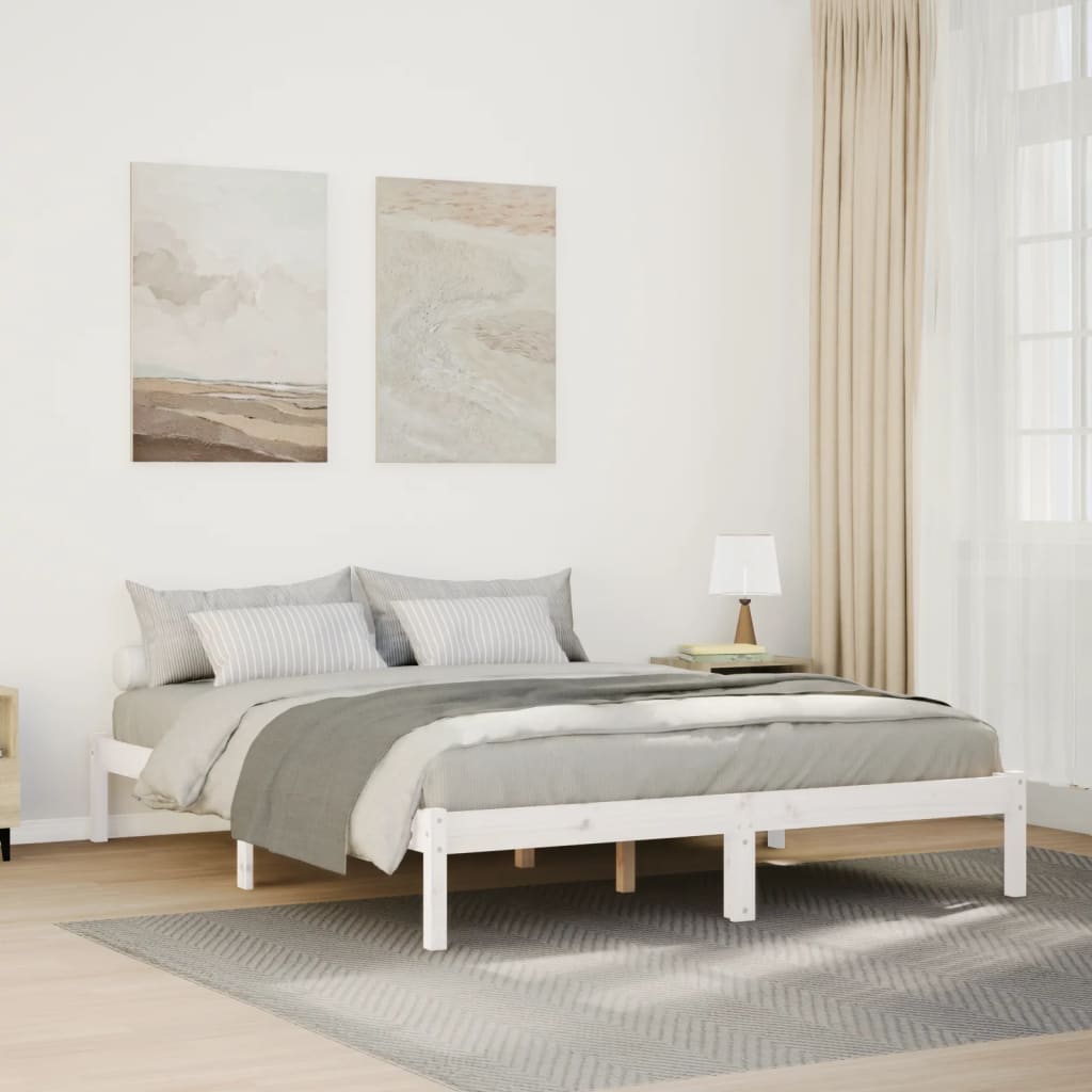 Ekstra lang sengeramme uten madrass hvit 140x220 cm heltre furu