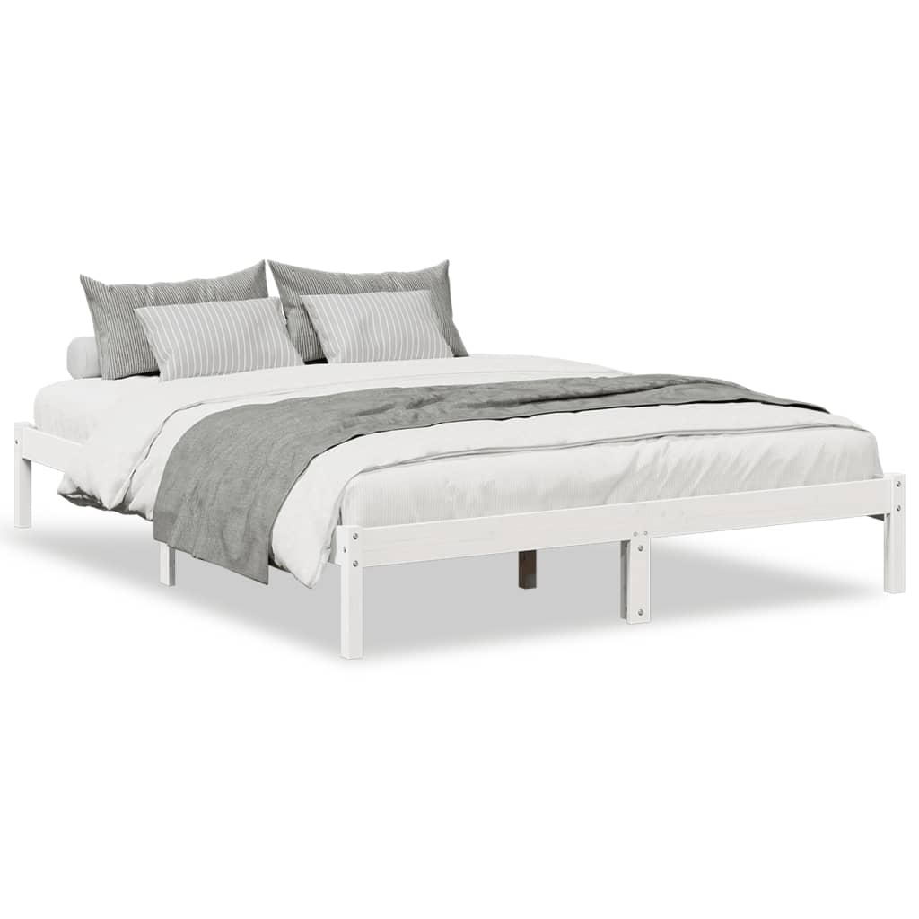 Ekstra lang sengeramme uten madrass hvit 160x220 cm heltre furu
