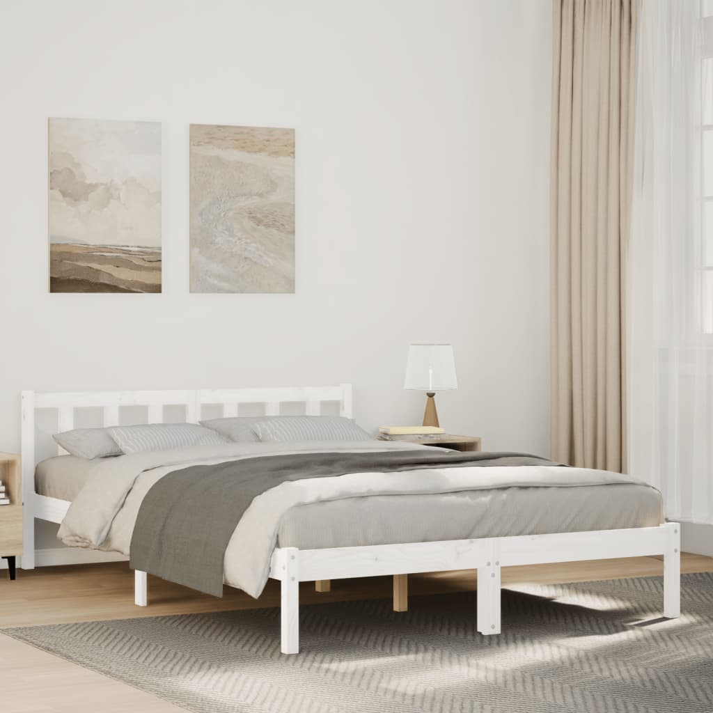 Ekstra lang sengeramme uten madrass hvit 160x210 cm heltre furu